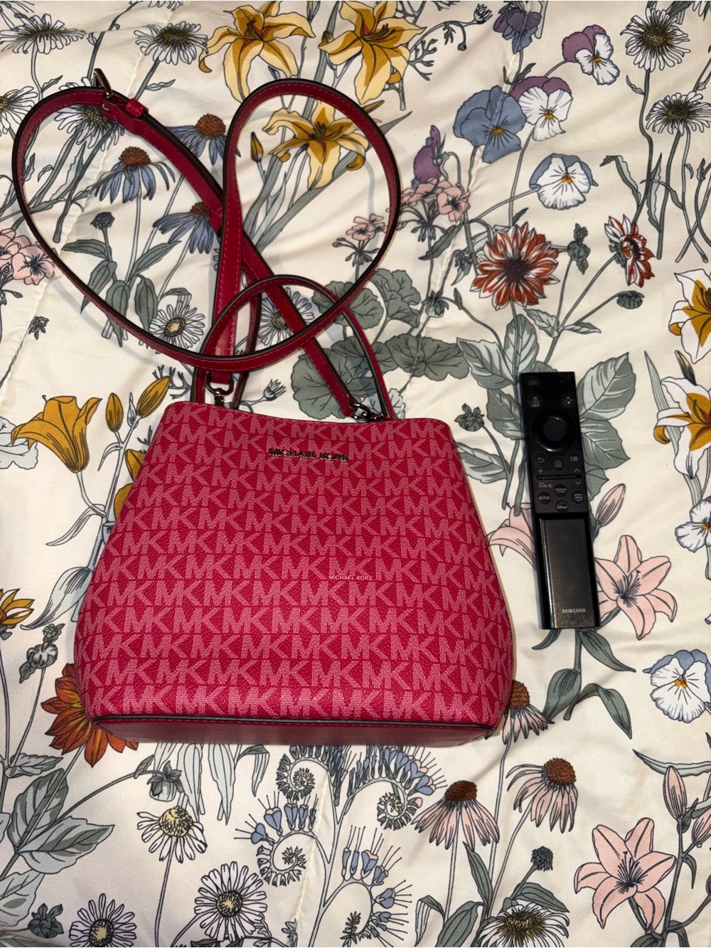 Michael Kors Hot Pink MK Signature Crossbody Bag
